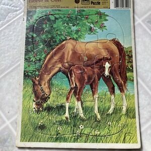 Horse & Colt Golden Frame Tray‎ Puzzle 12Pc Western Publishing Vintage Toys 1983